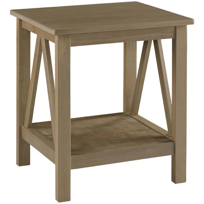 Atlin Designs Wooden End Table in Rustic Driftwood