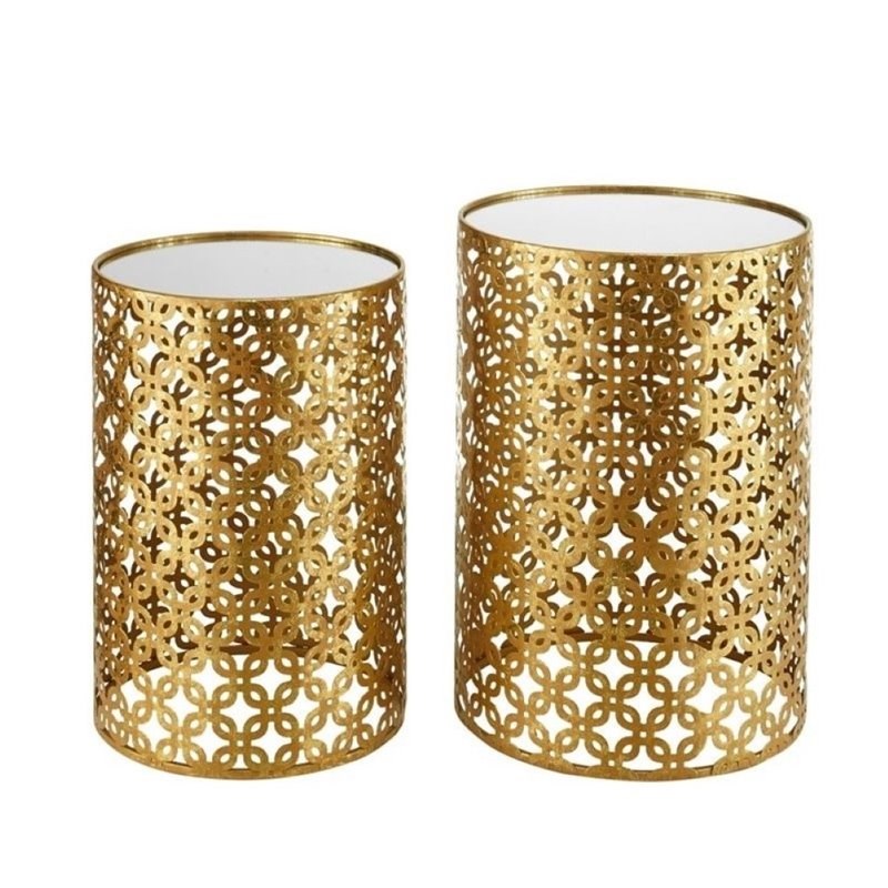 Atlin Designs 2 Piece Nesting Table Set in Gold