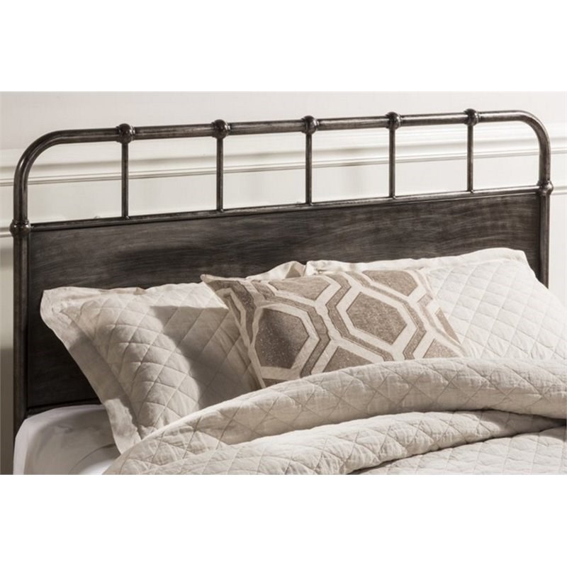 Atlin Designs Metal Queen Spindle Panel Headboard in Rubbed Black