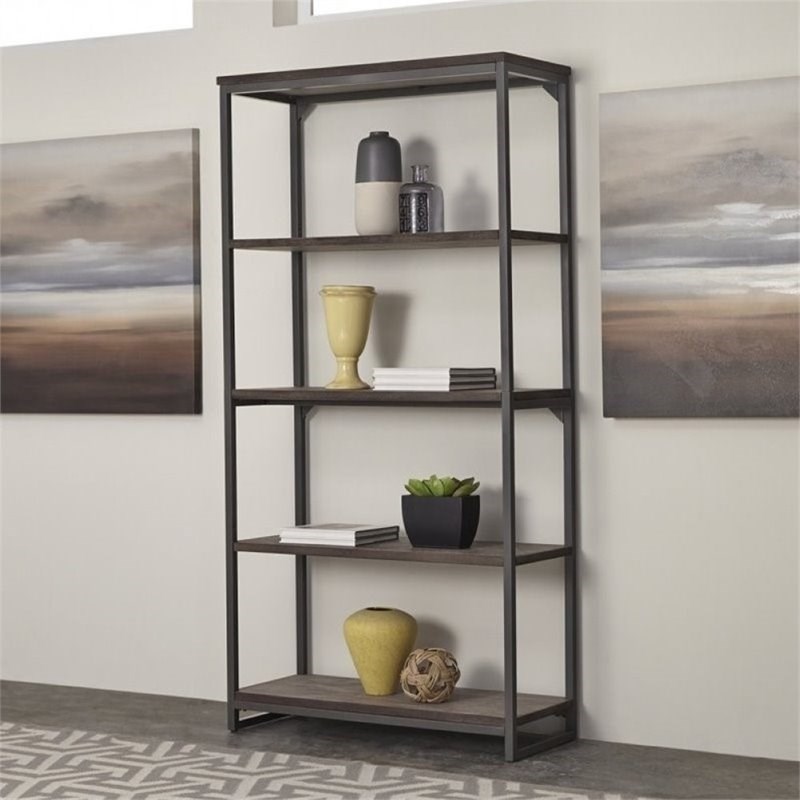 Atlin Designs 4 Shelf Bookcase in Gray