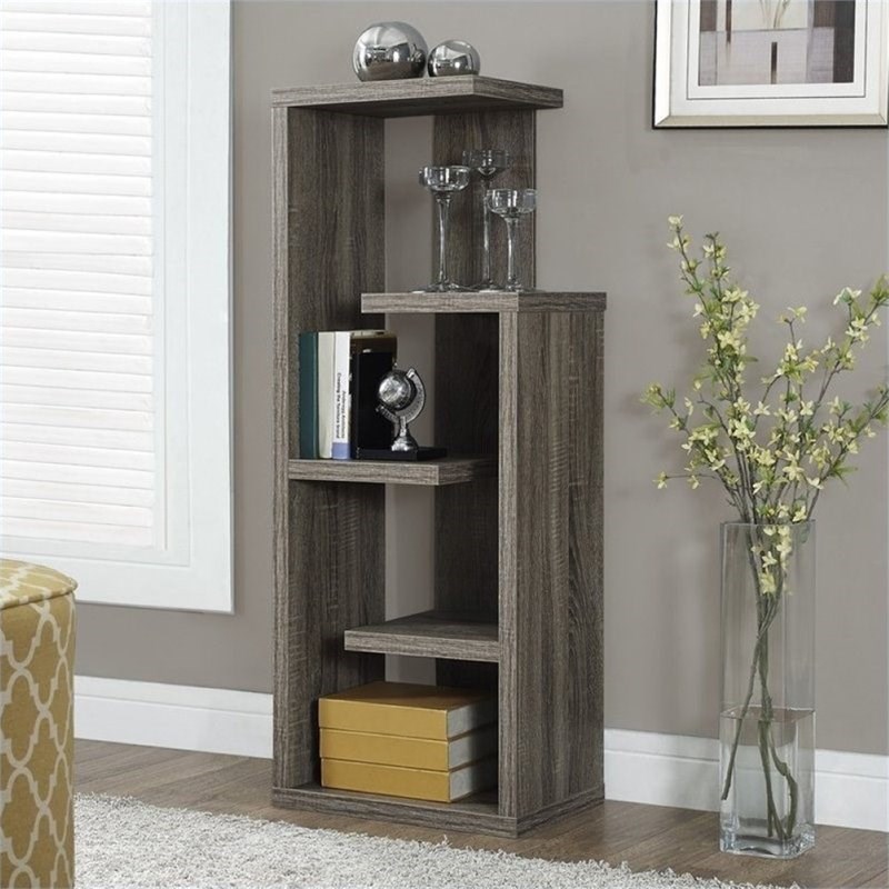 Atlin Designs 4 Shelf Accent Bookcase in Dark Taupe | Homesquare