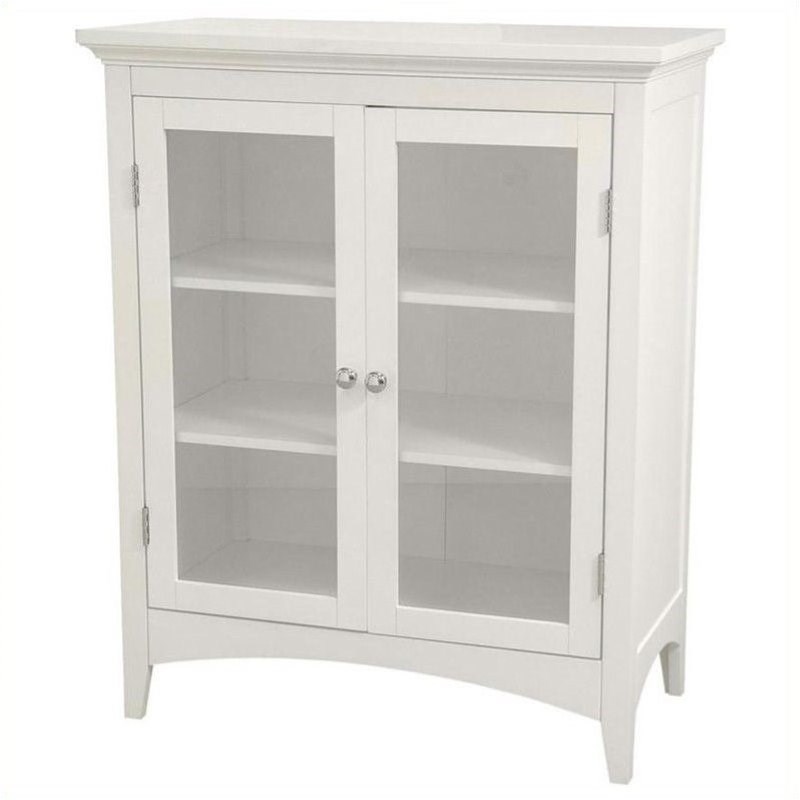Atlin Designs 2-Door Transitional Wood/Glass Floor Cabinet in White