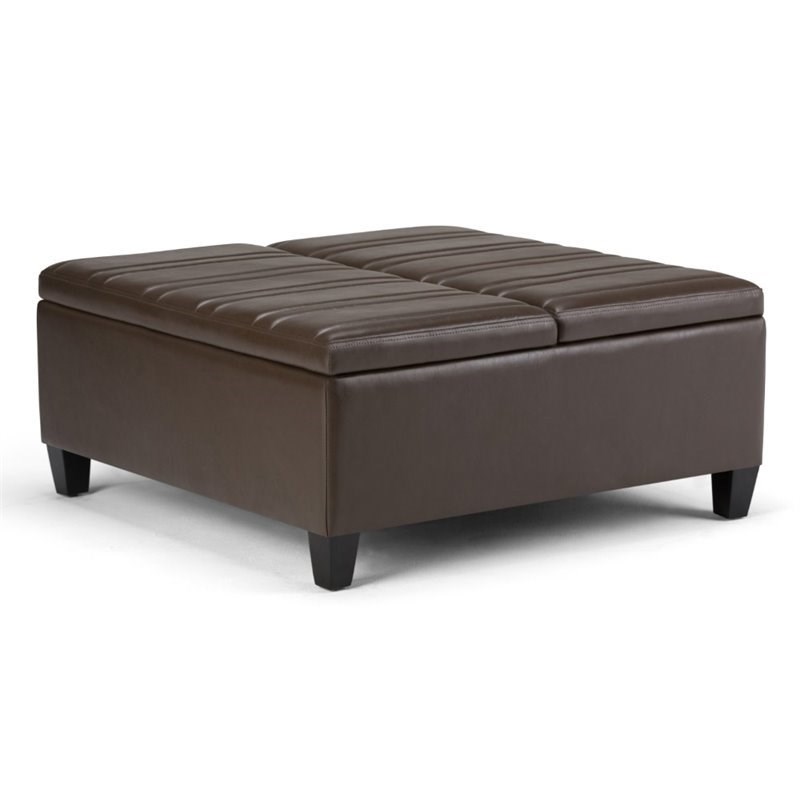 Atlin Designs Storage Coffee Table Ottoman in Chocolate Brown