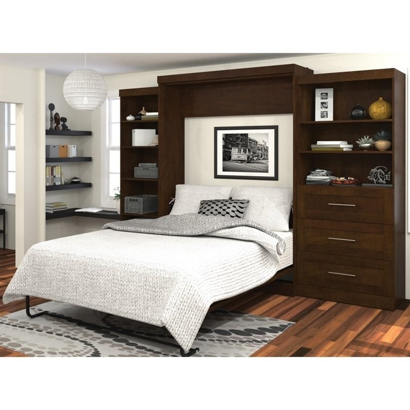Atlin Designs Queen Wall Bed with Storage in Chocolate