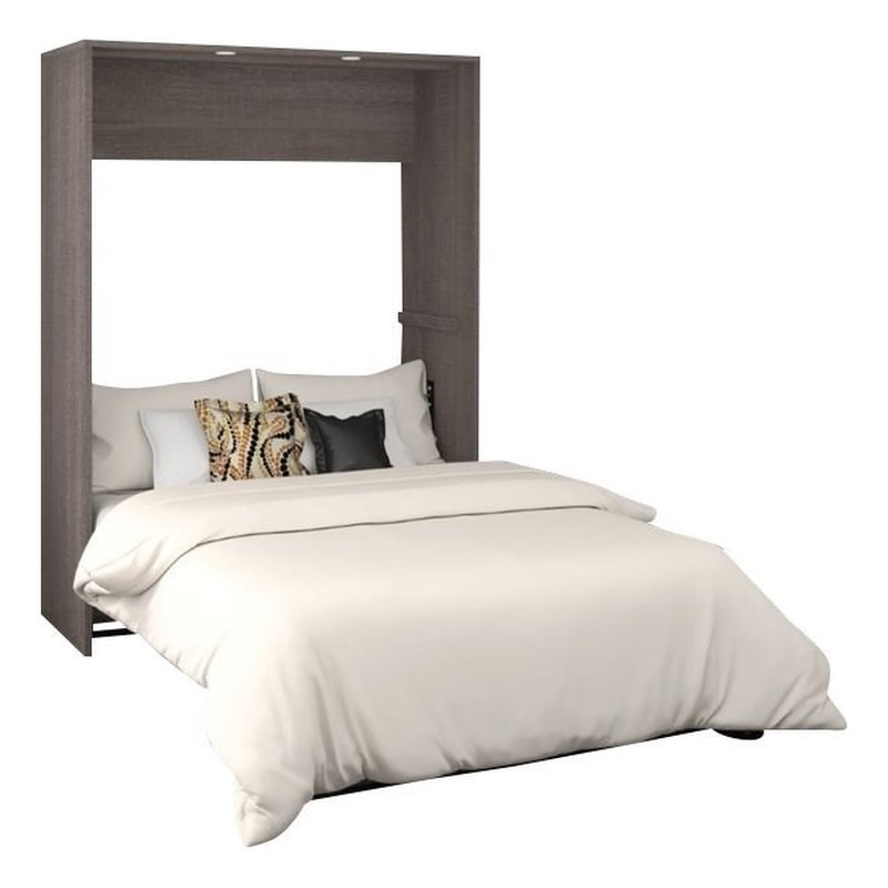 Atlin Designs Full Wall Bed in Bark Gray and White