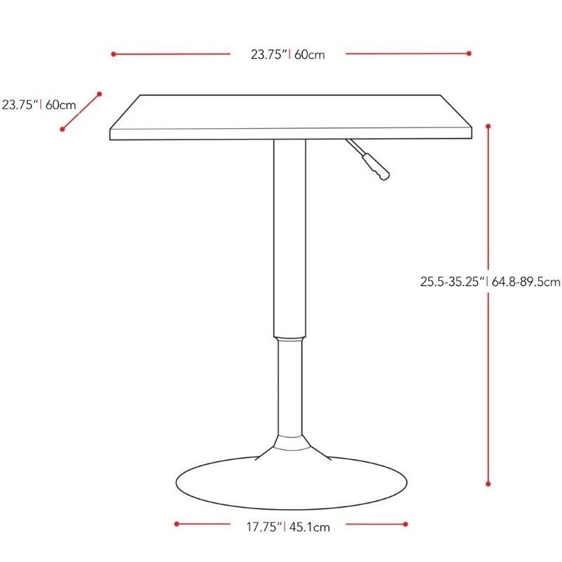 Atlin Designs Adjustable Square Pub Table in White