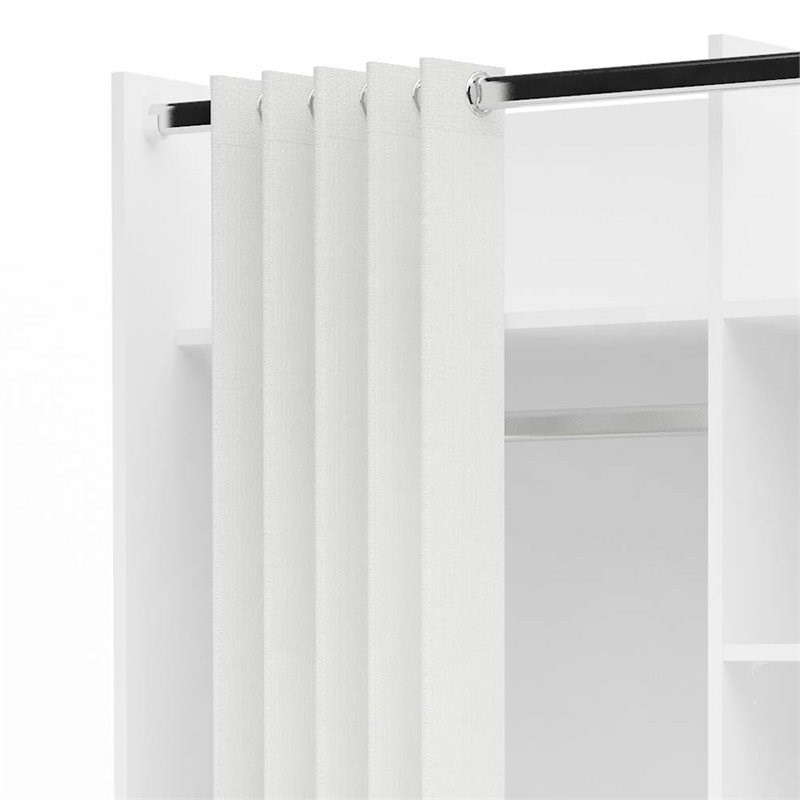 Atlin Designs 4 Cubby Mobile Curtain Storage Unit in White and Natural