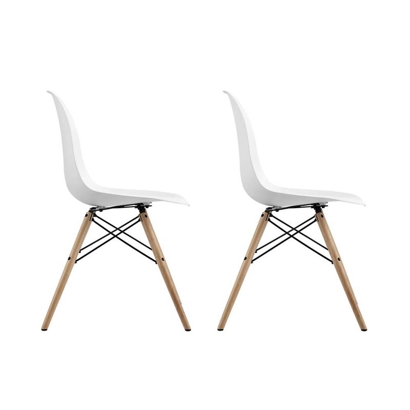 Atlin Designs Modern Molded Dining Chair in White (Set of 2)