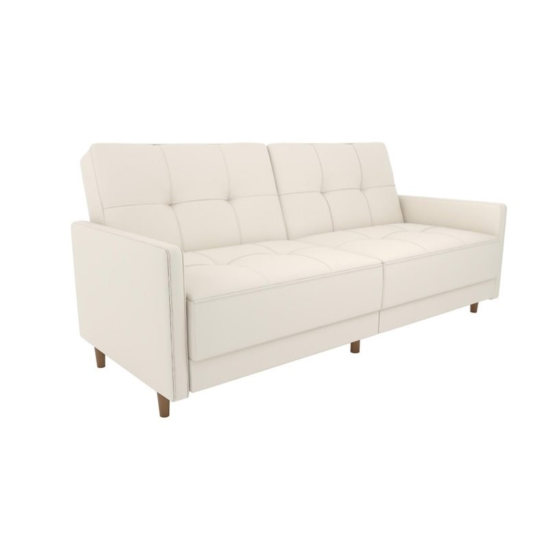 Faux Leather Convertible Sleeper Sofa, White Leather Convertible Sofa Bed