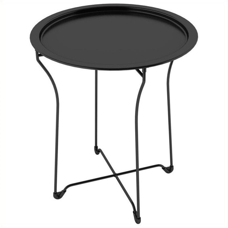 Atlin Designs Metal Round Side Table in Black