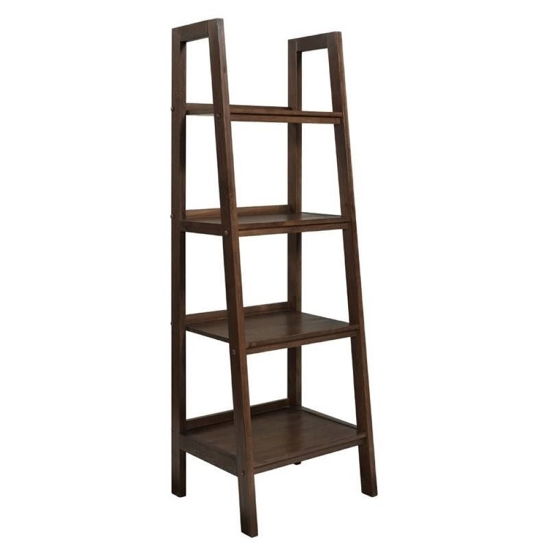 Atlin Designs 4 Shelf Ladder Bookcase in Saddle Brown