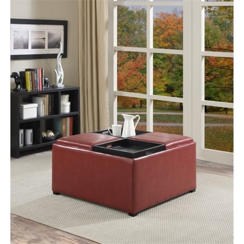 Atlin Designs Faux Leather Coffee Table Storage Ottoman In Red Ad 1377370