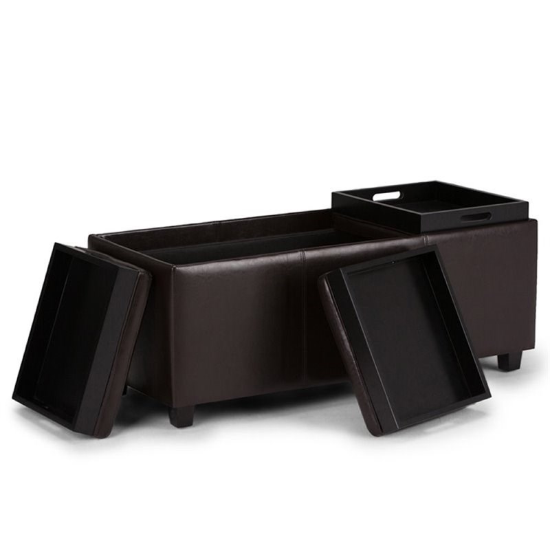 Atlin Designs Faux Leather Storage Bench in Brown
