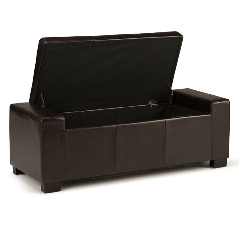 Atlin Designs Faux Leather Storage Bench in Brown