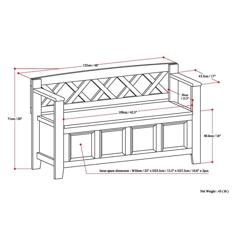 Atlin Designs Entryway Storage Bench in Avalon Brown