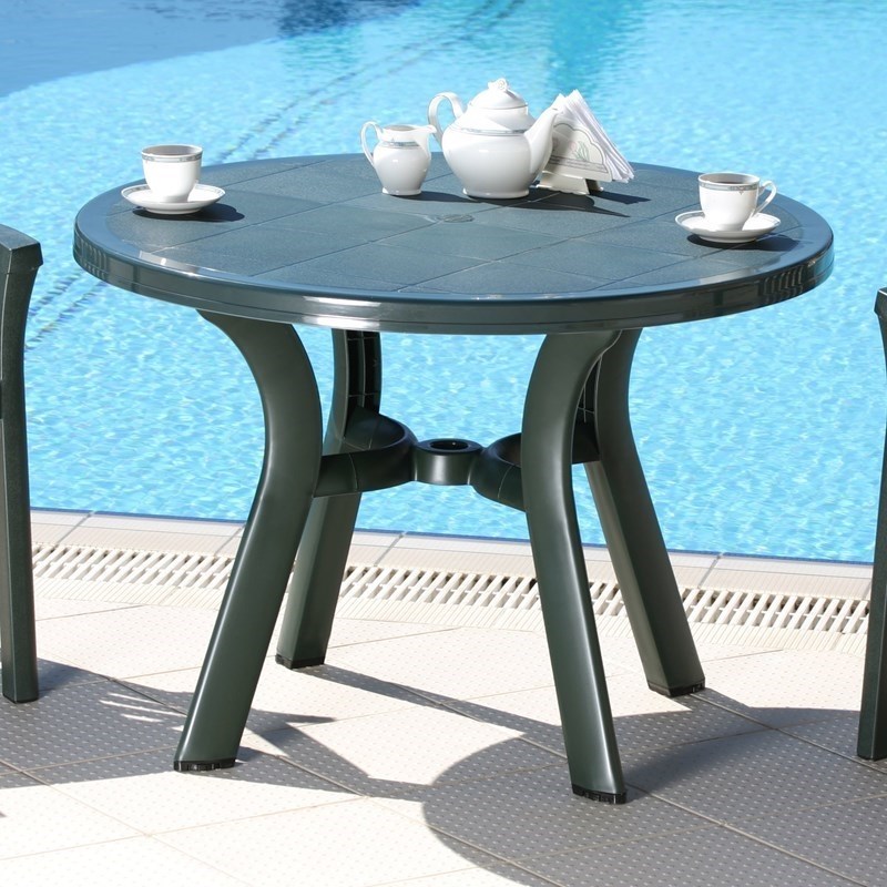 Atlin Designs 42" Round Resin Patio Dining Table in Green Homesquare
