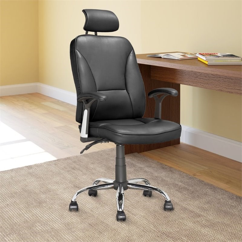 Atlin Designs Faux Leather Tilting Executive Chair in Black