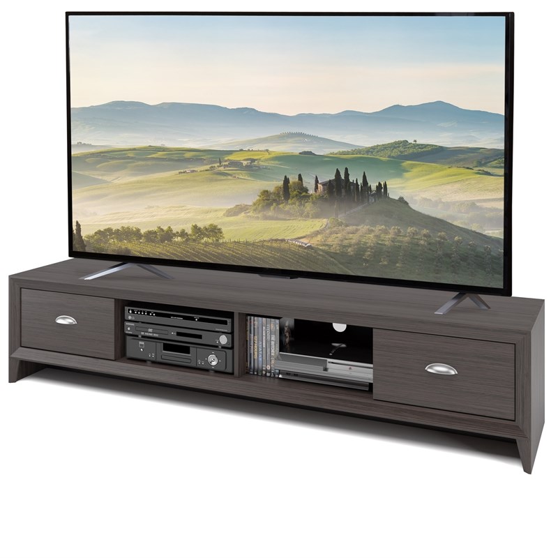 Atlin Designs Extra Wide Brown Wood Grain TV Stand - For TVs up to 80