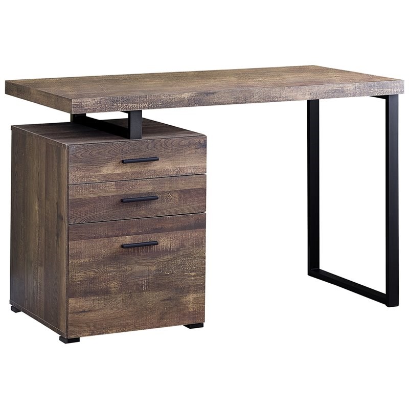 Atlin Designs 3 Drawer Writing Desk in Brown and Black