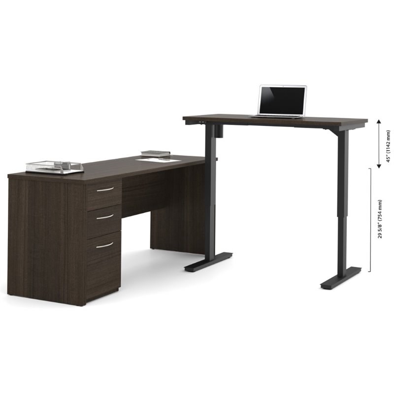 Atlin Designs Height Adjustable L-Shaped Computer Desk in Chocolate