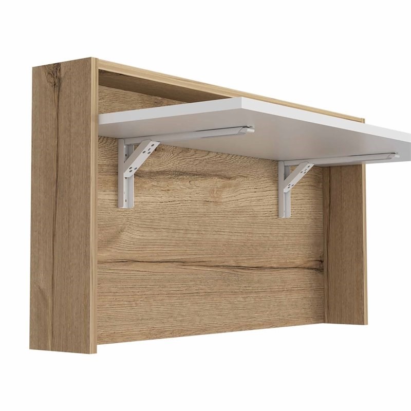 Atlin Designs Brickell Modern Wood Floating Desk for Office in Light Oak/White