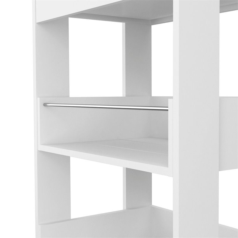 Atlin Designs Modern Wood Kitchen Island with 2 Open Shelves in White