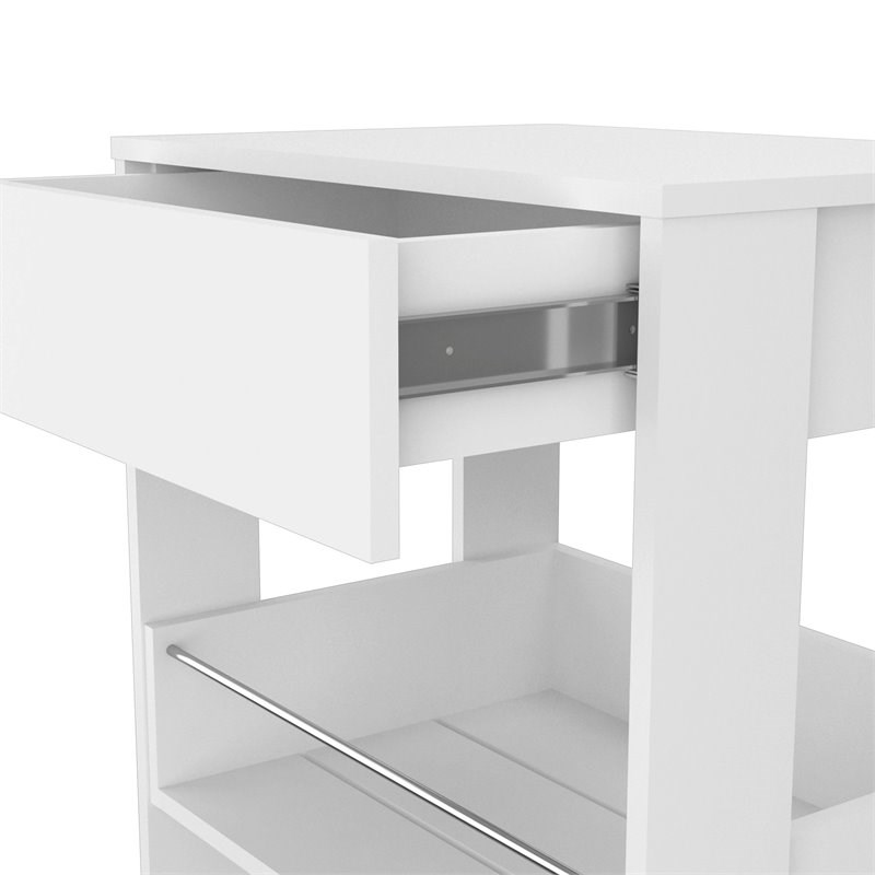 Atlin Designs Modern Wood Kitchen Island with 2 Open Shelves in White