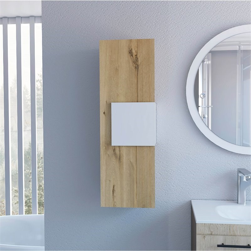 Atlin Designs Modern Wood Medicine Cabinet in Light Oak/White