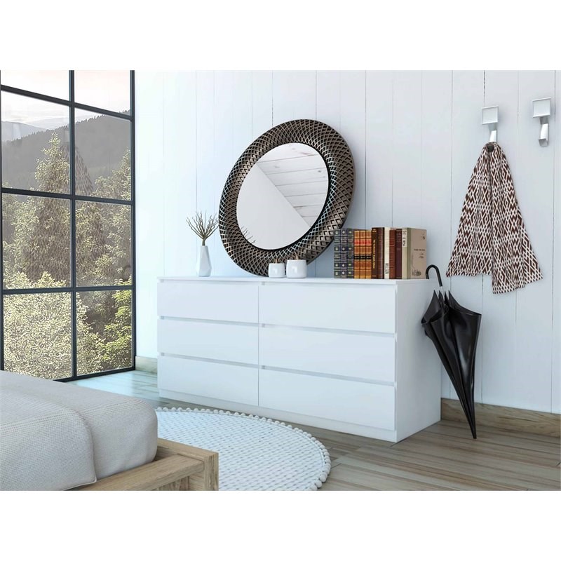 Atlin Designs Modern 6-Drawer Wood Bedroom Double Dresser in White