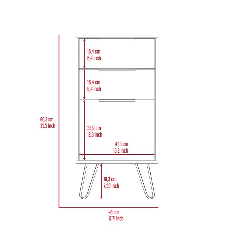 Atlin Designs Modern Metal Dresser with 3-Drawer & 4-Leg in Light Oak