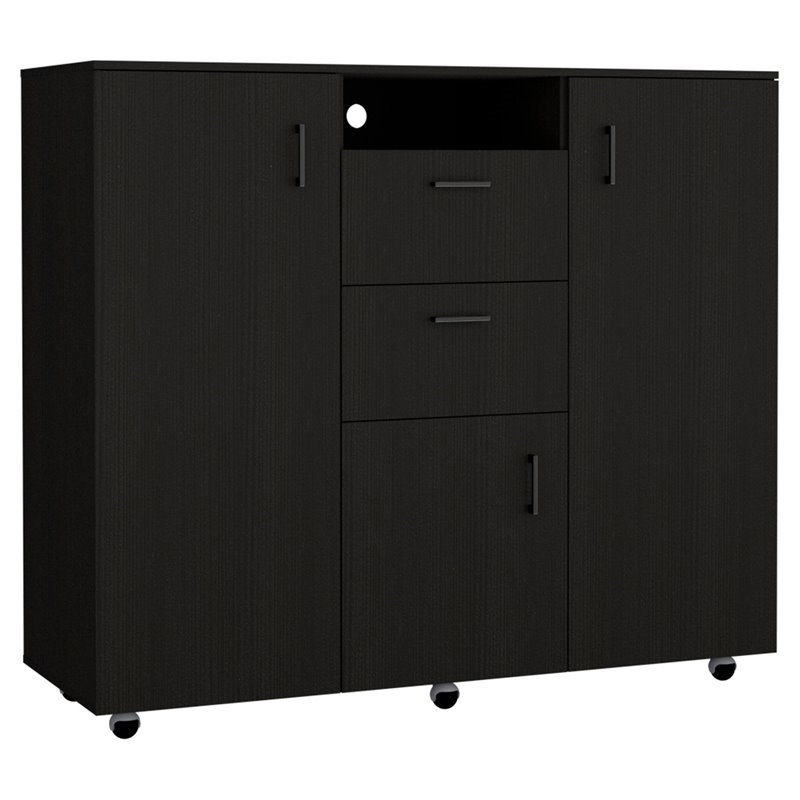 Atlin Designs Sicilia Modern Wood Bedroom Dresser with Two-Door Cabinet in Black
