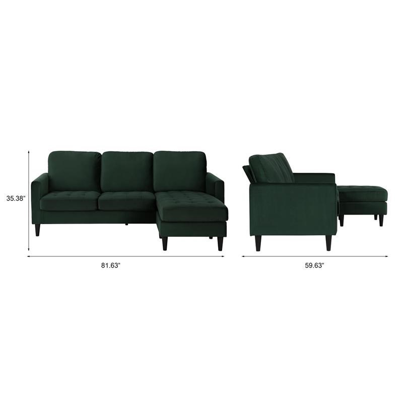 Atlin Designs Modern Reversible Sectional Sofa Couch in Green