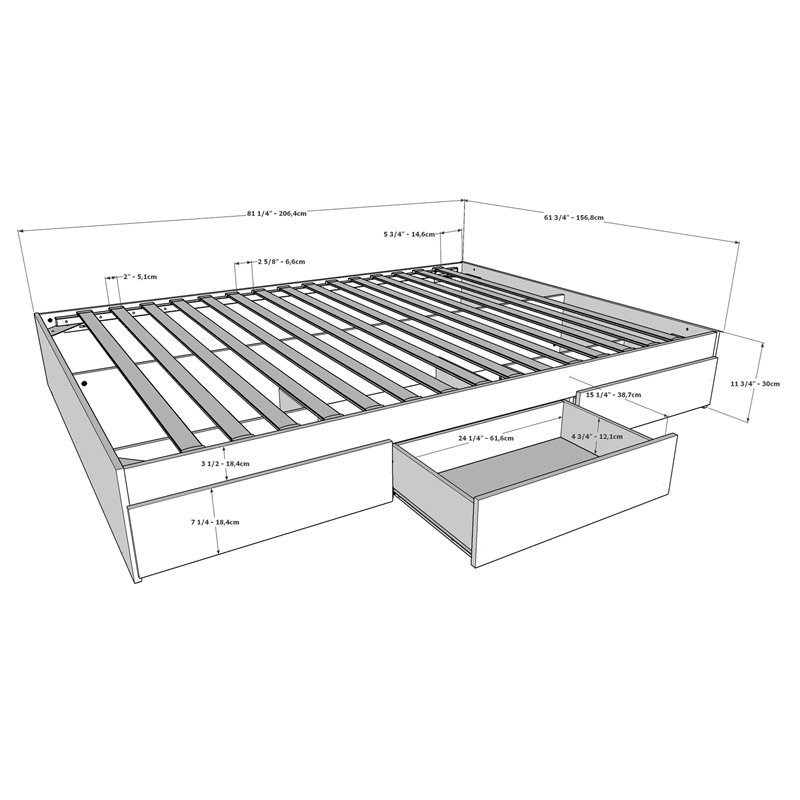 Atlin Designs Modern Queen Size Storage Platform Bed  3 Drawer  Bark Grey