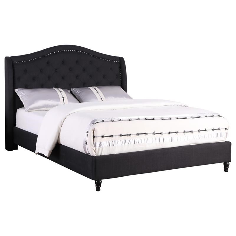 Atlin Designs Modern Fabric Upholstered Tufted Cal King Platform Bed in Black