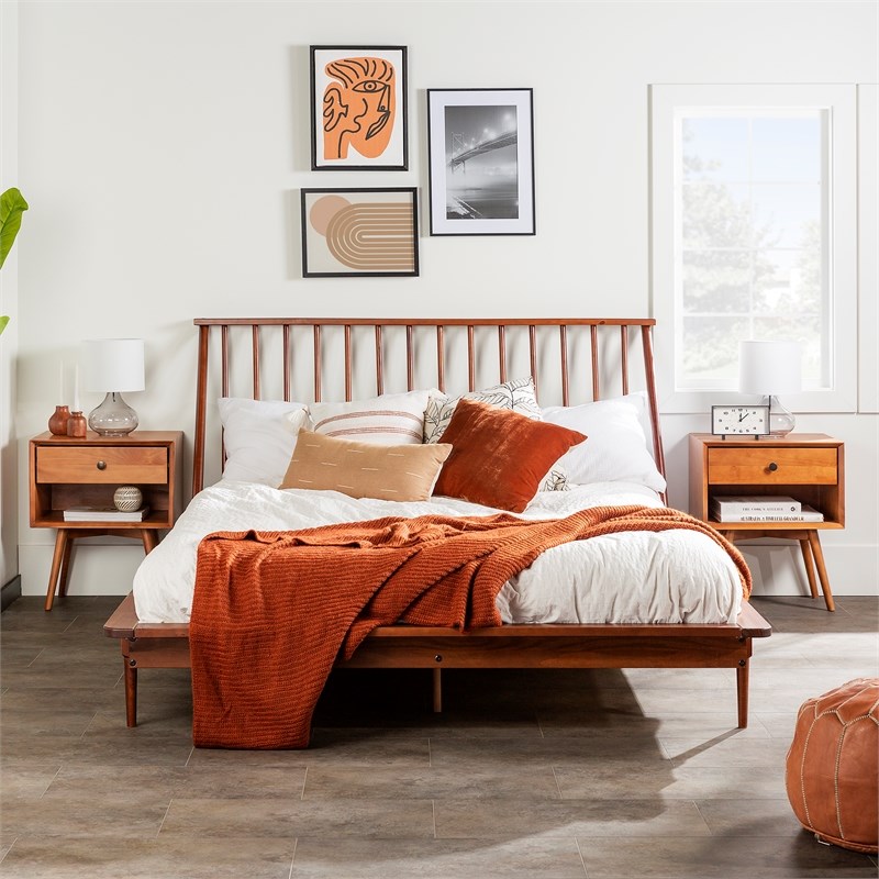 Atlin Designs Modern Wood Queen Spindle Bed in Walnut