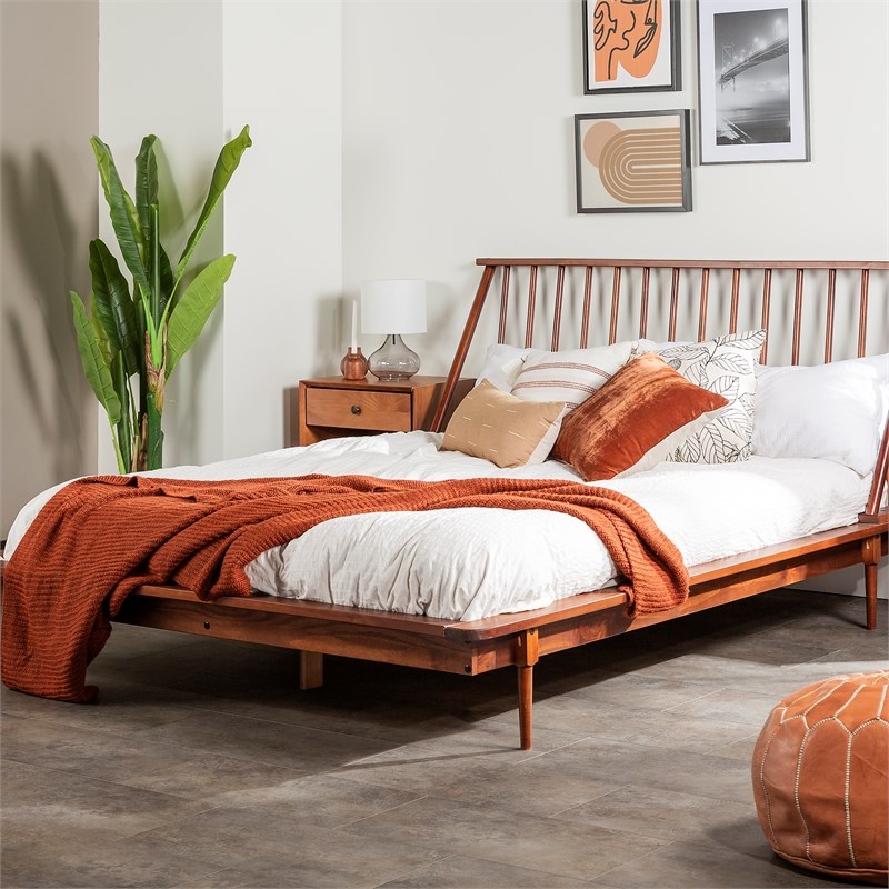 Atlin Designs Modern Wood Queen Spindle Bed in Walnut