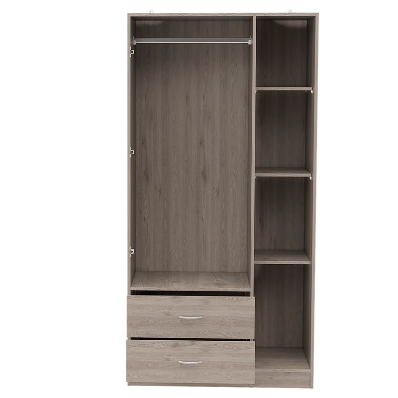 Atlin Designs Modern Three Door Wood Bedroom Armoire in Walnut Oak