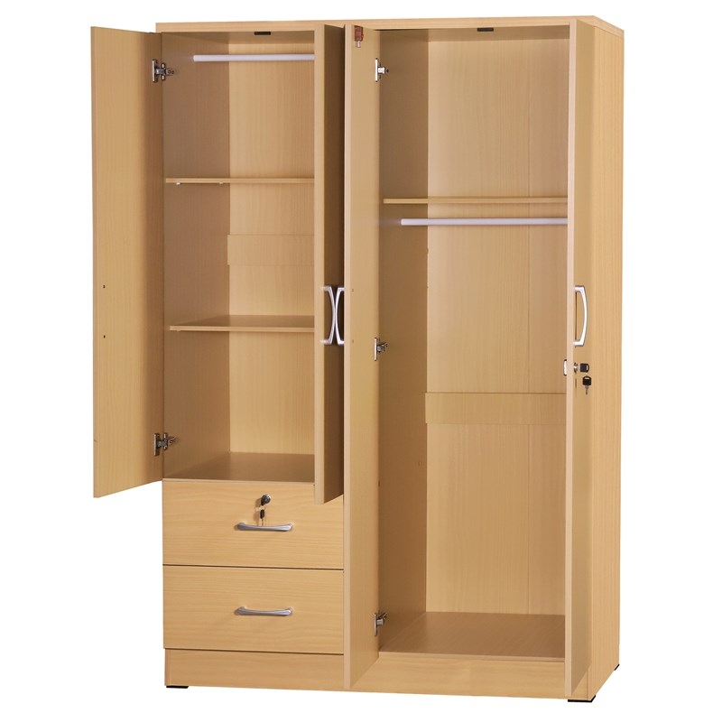 Atlin Designs Modern Wood 4 Doors and 2 Drawers Armoire in Beech Maple