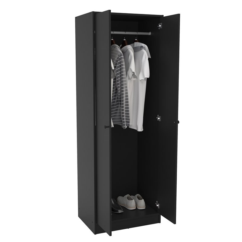 Atlin Designs Contemporary Wood 2-Door Bedroom Wardrobe in Black