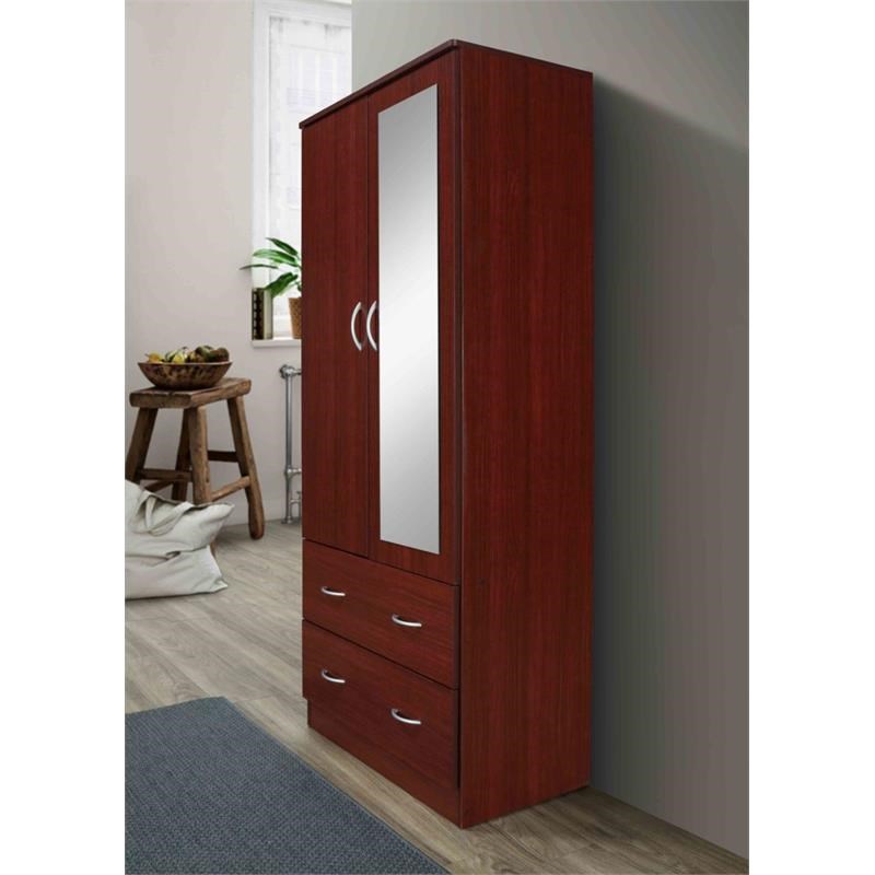 Atlin Designs Contemporary Wood 2-Door and 2-Drawer Armoire in Mahogany
