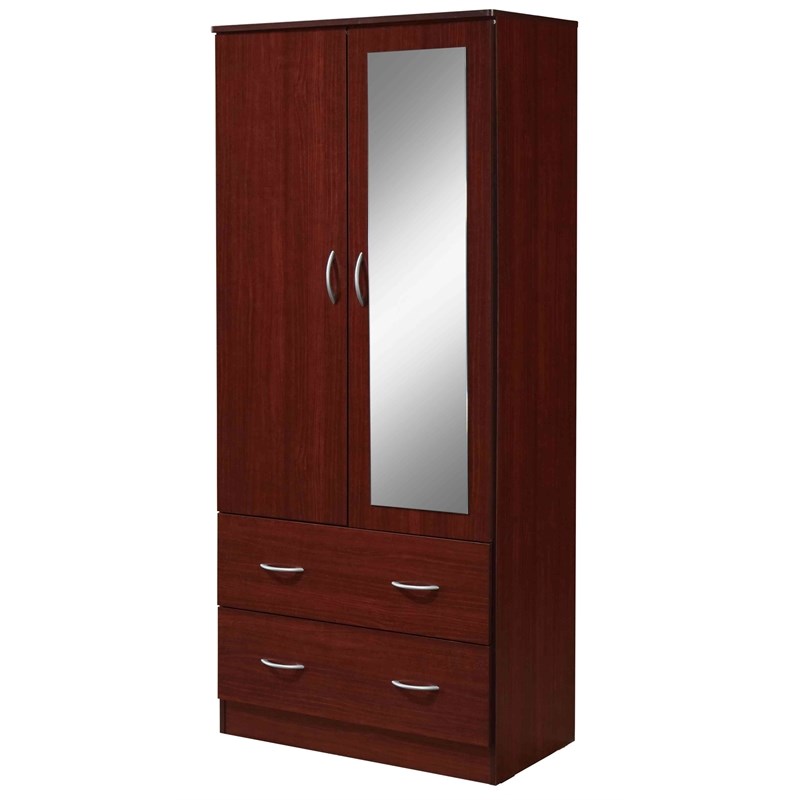 Atlin Designs Contemporary Wood 2-Door and 2-Drawer Armoire in Mahogany