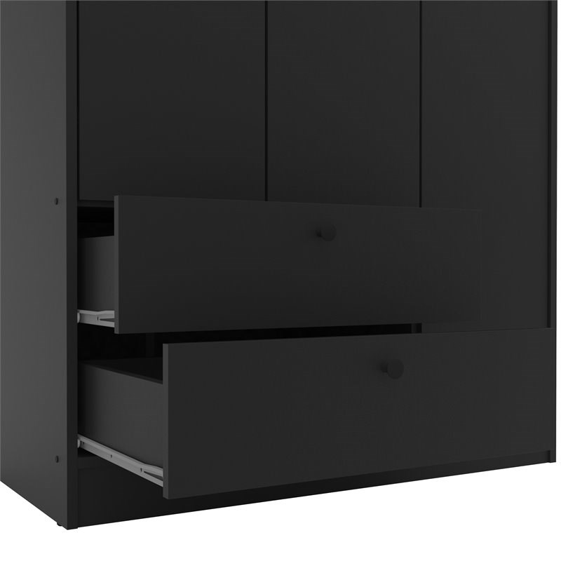 Atlin Designs Contemporary Wood 3-Door and 2-Drawer Wardrobe in Black