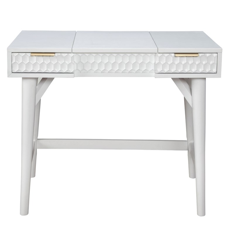 Atlin Designs Contemporary White Pearl Wood Bedroom Vanity in White