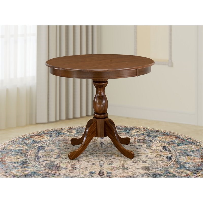Atlin Designs Antique Wood Dining Table with Pedestal Legs in Walnut