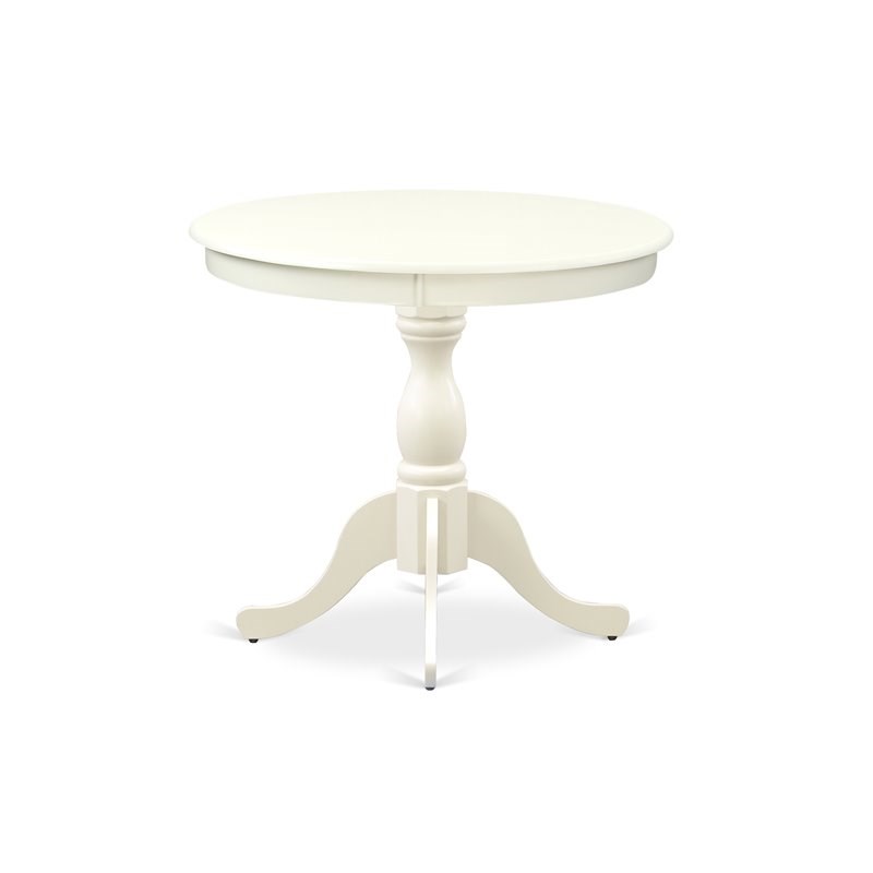 Atlin Designs Antique Wood Dining Table with Pedestal Legs in White