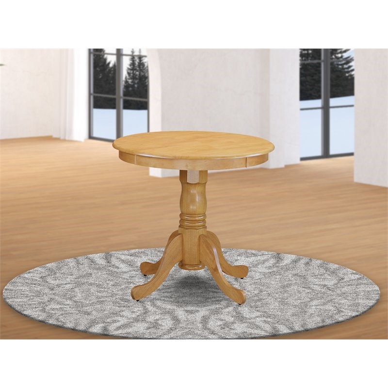 Atlin Designs Round Rubber Wood Dining Table in Oak
