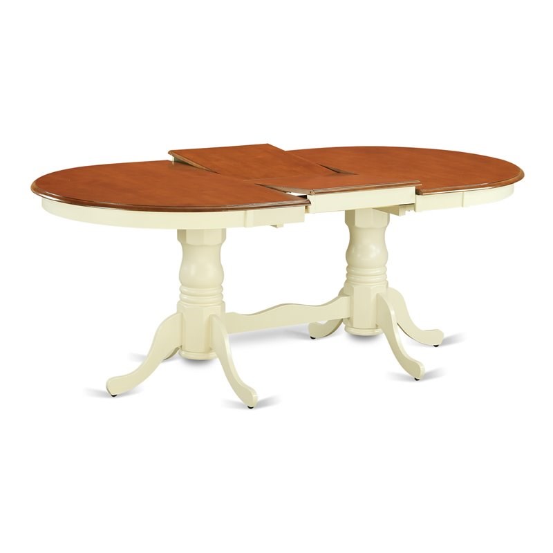 Atlin Designs Wood Butterfly Leaf Dining Table in Cream/Cherry