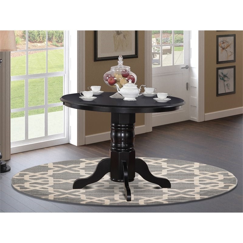 Atlin Designs Round Wood Dining Table in Black/Cherry