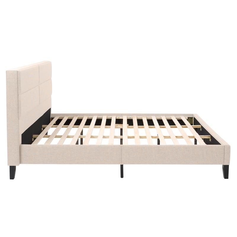 Atlin Designs Mid-Century Fabric Panel King Size Bed in Cream