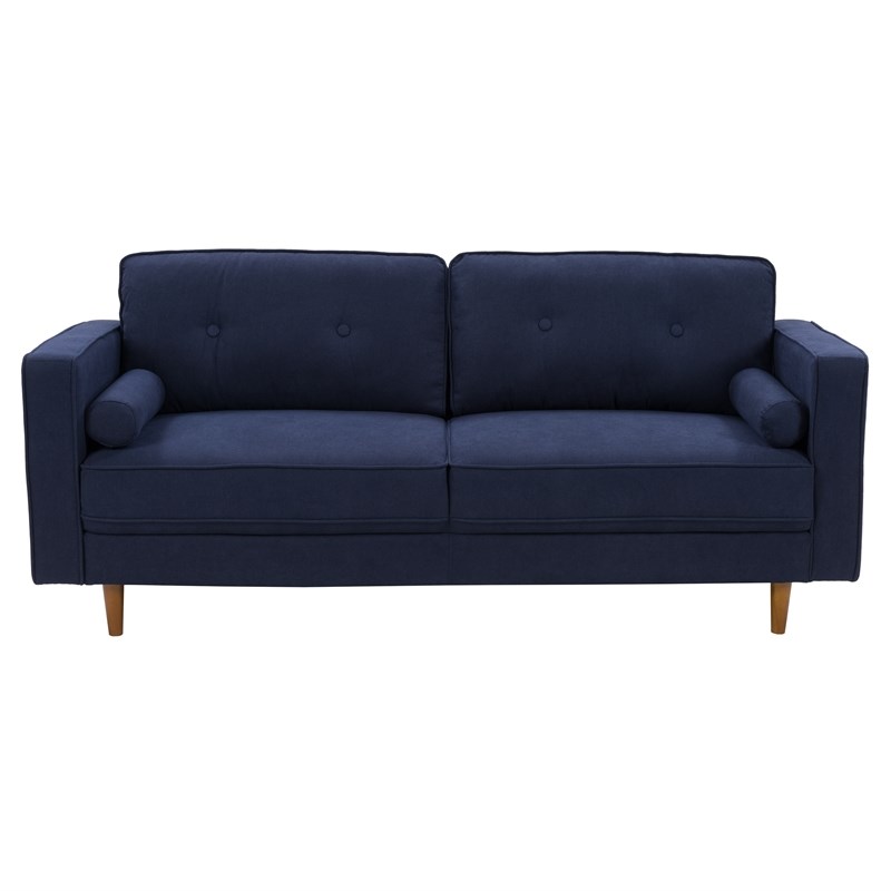 Atlin Designs Fabric Upholstered Modern Sofa in Navy Blue